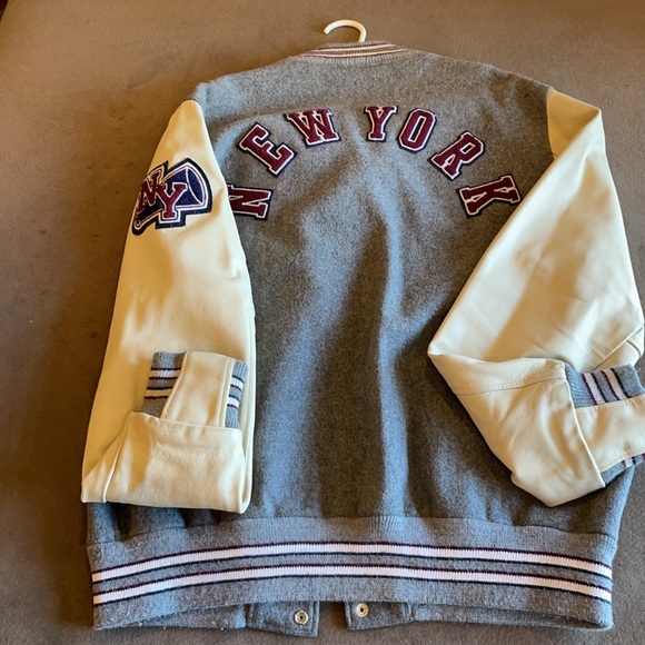 Baseball leather and wool jacket - Picture 3 of 7